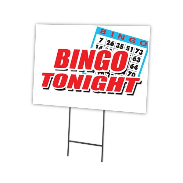 Bingo Tonight Yard Sign & Stake outdoor plastic coroplast window, C-1824-DS-Bingo Tonight